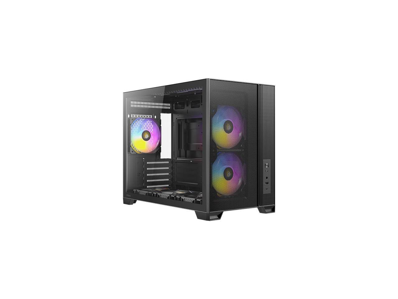 Antec FLUX M, 6 PWM Fans Included, F-LUX Platform, Front PSU Chamber, Vertical Airflow Design, 360mm Top Radiator Support, Type-C 3.2 Gen 2, Compact MicroATX PC Case