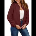 thumbnail image 1 of Chaqueta Informal Holgada de Cuadros Pequeños para Mujer, de Color Liso, Tendencia Otoñal, con Cremallera, Larga y Cuello Redondo. Rojo Vino XXL, 1 of 8
