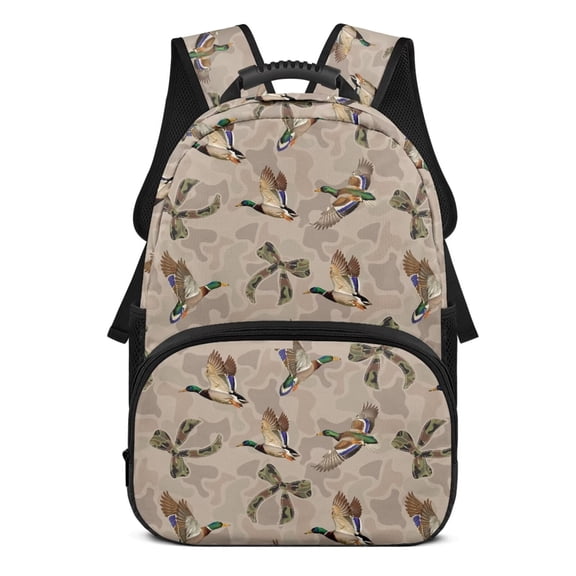HUIACONG Mallard Camo Bow School Backpack for Boys Girls Ages 6-18 Water Resistant Multi Pocket Padded Adjustable Straps Large Capacity Bookbag for Elementary Middle High School Daily Use