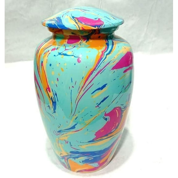 Multicolor Tie-Dye Cremation Urn – Memorial Urn for Adult Human and Dog Ashes