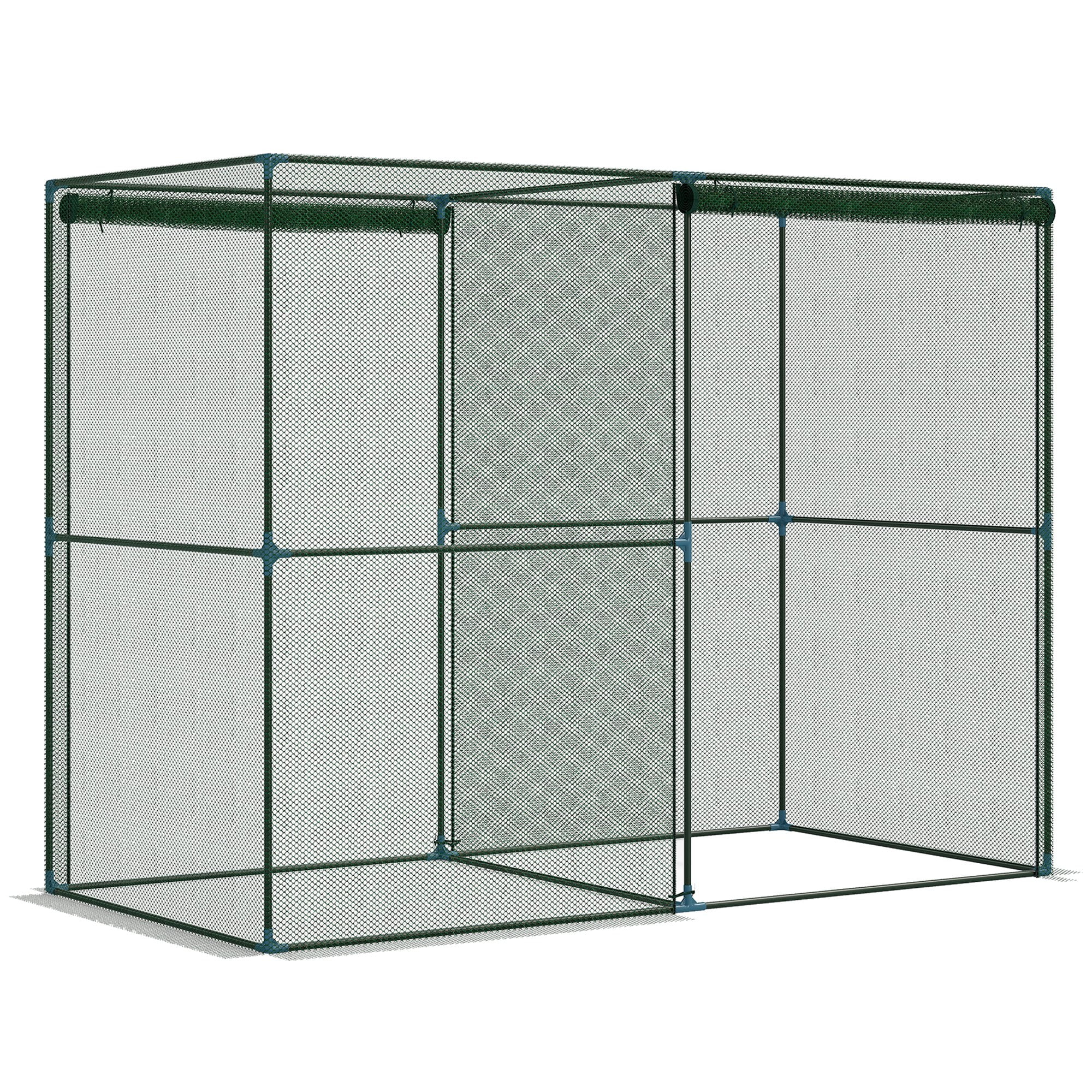 Outsunny 7.9' x 3.9' x 6.1' Walk-in Crop Cage, Garden Plant Protectors from Animals with Roll-Up Zippered Door for Garden, Yard, Lawn, Green