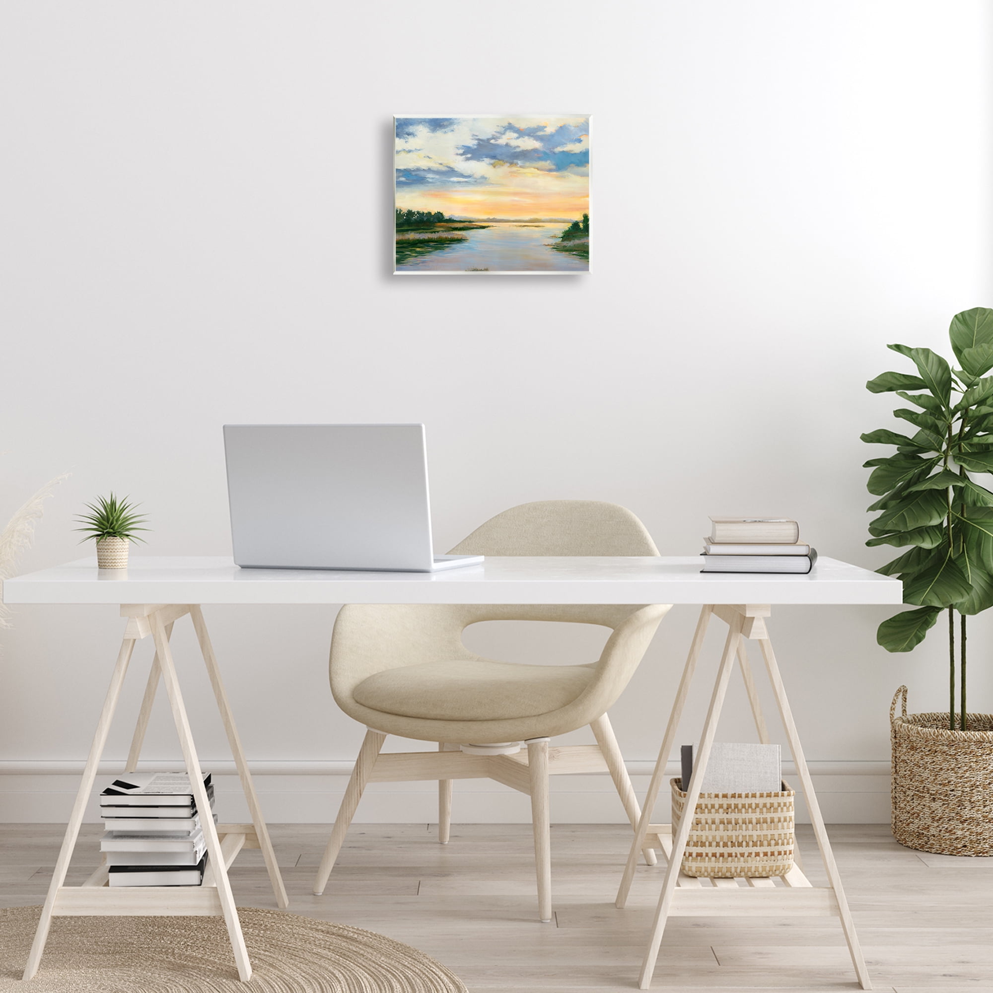 Stupell Industries Sunrise Over Shallow Water Landscape & Nature Painting Unframed Art Print Wall Art, 14 x 11