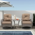 thumbnail image 2 of 3 Pieces Patio Furniture Set, Outdoor Rattan Swivel Rocker Chairs w/Coffee Table, Wicker Patio Bistro Set for Porch Poolside, Patio Conversation Sets w/Cyan Thickened Cushions, 2 of 9