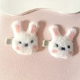 thumbnail image 4 of 2pcs Cute Rabbit Decorative Hair Side Clips Lovely Plush Hair Fringe Clips Trendy Hair Decoration For Women And Girls, 4 of 5