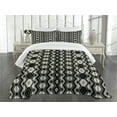 thumbnail image 3 of Ambesonne Geometric Quilted Bedspread Set 3 Pcs, Chevron Zigzags Boho, King Size, Charcoal Grey Black, 3 of 5