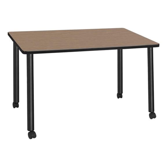 Regency Kee 48 x 24" Mobile Training Seminar Table- Noble Oak Top/Black Legs