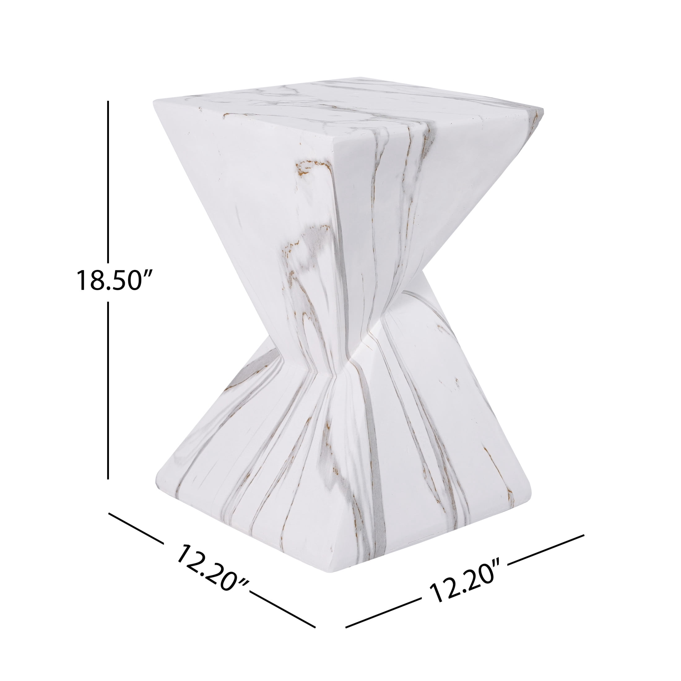 Christopher Knight Home 18.5" Modern Geometric Concrete Accent Side Table, White Marble