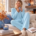 thumbnail image 4 of Loritta 2 Piece Women's Pajama Set Soft Ribbed Long Sleeve V Neck Fall Lounge Set, Women Pants with Pockets, 4 of 9