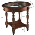 thumbnail image 3 of LEEMTORIG Oval Round Glass End Table, 2-Tier Solid Wood Glass Top End Side Tables, Traditional  Nightstand for Bedroom Living Room Office, 28" W x 22" D x 24.2" H, Cherry Walnut CJZ-1533-GT, 3 of 7