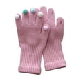thumbnail image 2 of workcargo Pink Pom Pom Knitted Gloves - Free Size for Juniors, Warm Knitting Cotton, Ribbed Cuffs, Casual Winter Gloves for Daily & Outdoor Use, 2 of 4