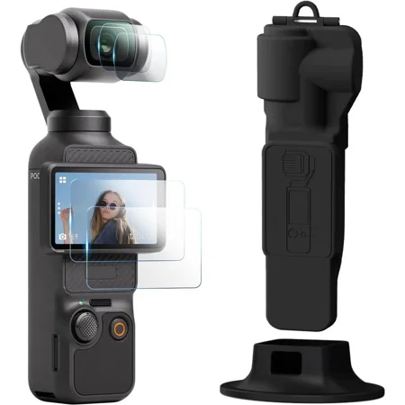 Protective Case for DJI Osmo Pocket 3 Creator Combo, Portable Gimbal Cover with Camera Lens Cap & Tempered Glass Screen Protector Lens Protector & Desktop Mount for DJI Pocket 3