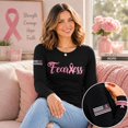 thumbnail image 3 of Wild Bobby Words of Encouragement Distressed US Flag Breast Cancer Awareness Womens Long Sleeve T-Shirt, 3 of 6