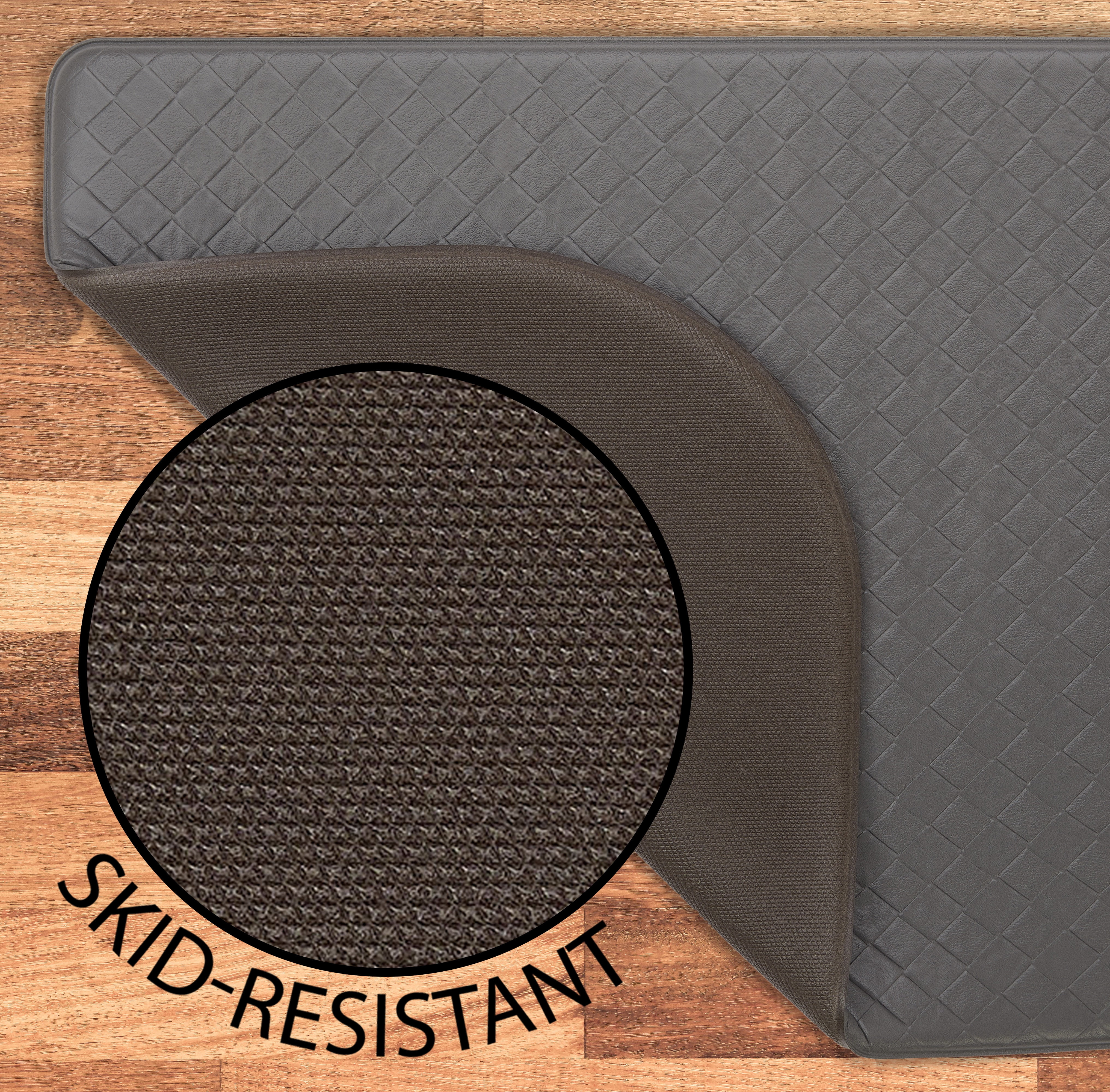 Anti-Fatigue Kitchen Mat, Charcoal, Playa Basketweave Wedge by Chef Gear, 17.5 in. x 48 in.