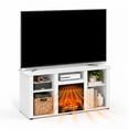 thumbnail image 2 of Furinno Jensen Fireplace TV Entertainment Center with Open Storage Compartment for TV up to 55 Inch, Solid White, 2 of 9