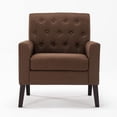 thumbnail image 5 of LUE BONA Linen Accent Chair 18.5" H, Button Tufted Armchair, Comfy Living Room Adult Chair with Arms,Brown, 5 of 7