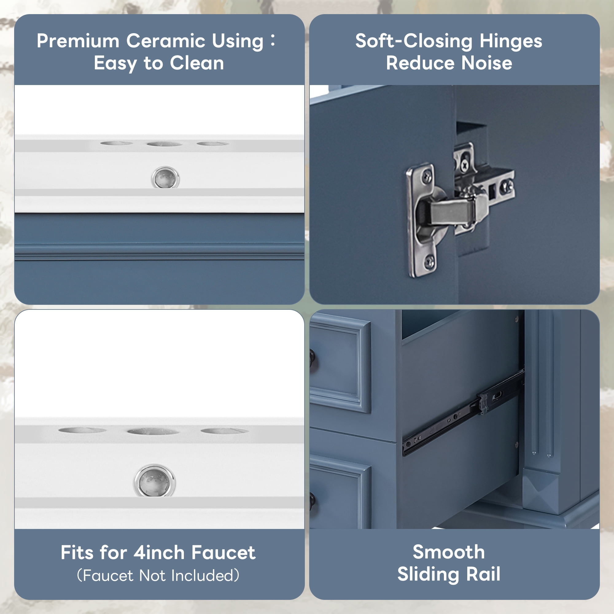 Harper & Bright Designs 30'' Small Bathroom Vanity with Sink, Modern Bathroom Cabinet Freestanding with Drawers, Bathroom Storage Cabinet with Adjustable Shelf, Blue