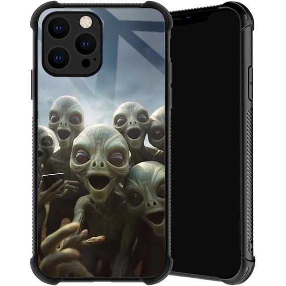 Compatible with iPhone 12 Mini Case, Alien Selfie Phone Cover for Men/Women, Soft TPU Anti-Skid Thread and Four Corner Anti-Collision Protection Case Compatible with iPhone 12 Mini