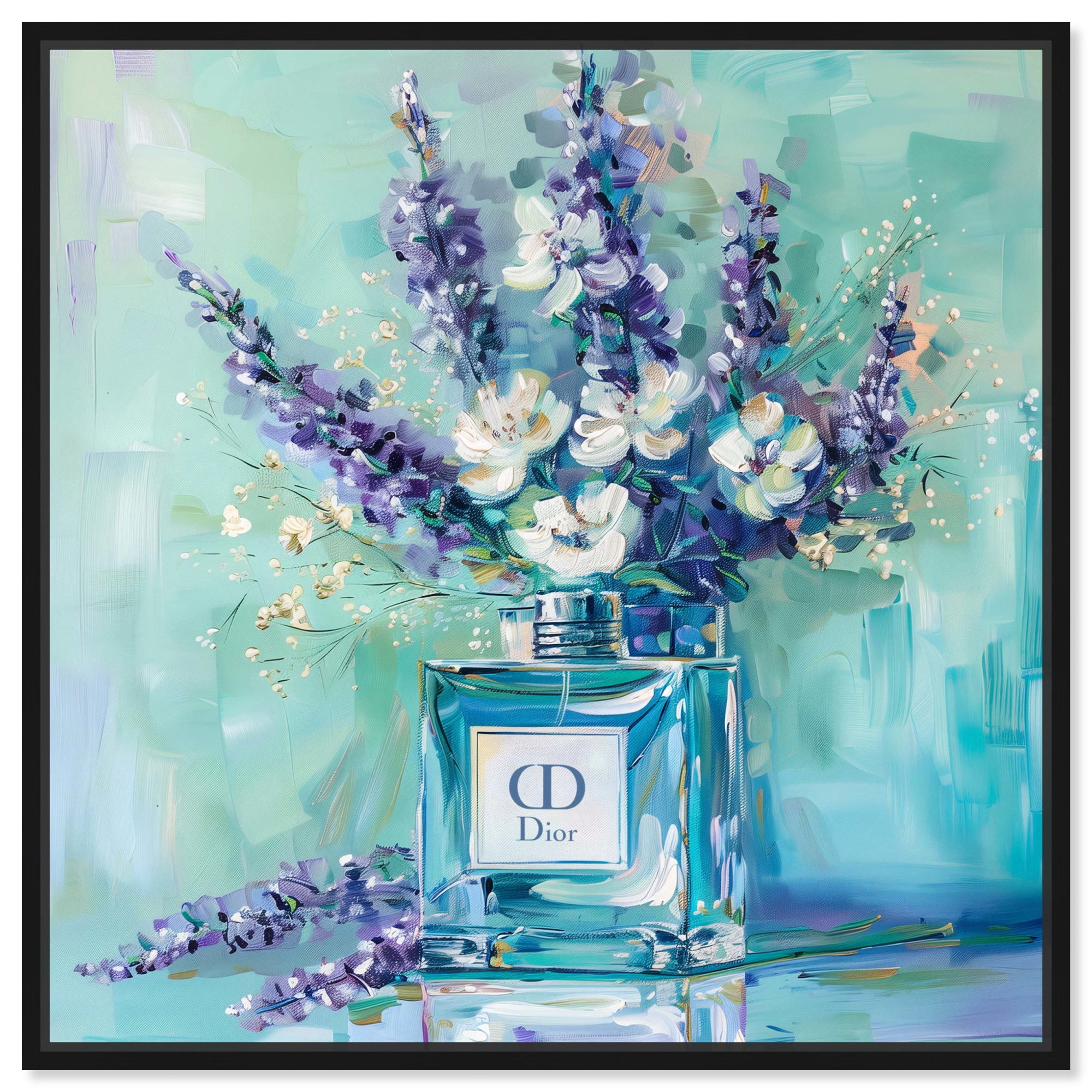 Lavenders and Perfume Canvas Floral Glam Art by Art Remedy, Black Frame, 12" x 12"