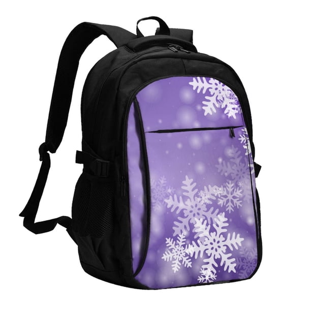 Fotbe Snowflakes Mochila con Estampado y Puerto USB para Hombre y Mujer, Mochila Antirrobo, Mochila de Viaje, Mochila Escolar, Mochila Universitaria
