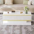 thumbnail image 2 of Noble House 39.3" High-Gloss Coffee Table,Gold Trim with 2 Drawers,White, 2 of 10
