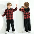 thumbnail image 2 of Younger Tree Toddler Baby Boys Kids Flannel Plaid Shirt Outfits Set Winter Christmas Hoodie Top Pants Clothes 2 PCS for 18-24 Months, 2 of 8