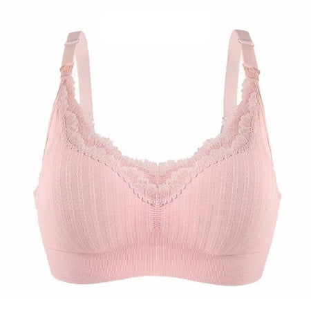 

Wisremt Nursing Bras Solid Pregnant Women Breastfeeding ComfortableBralette Lace Top Open Buckle Feeding Underwear