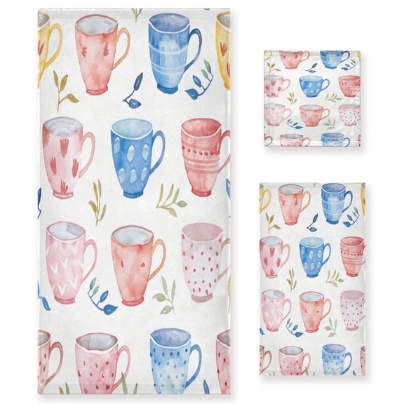 Three-Piece Towel Set Face Towel Towel Set Hand Towel Bath Towel Cotton Bath Towels Bath Towel Sets Hand Bath Towels Pink Cup