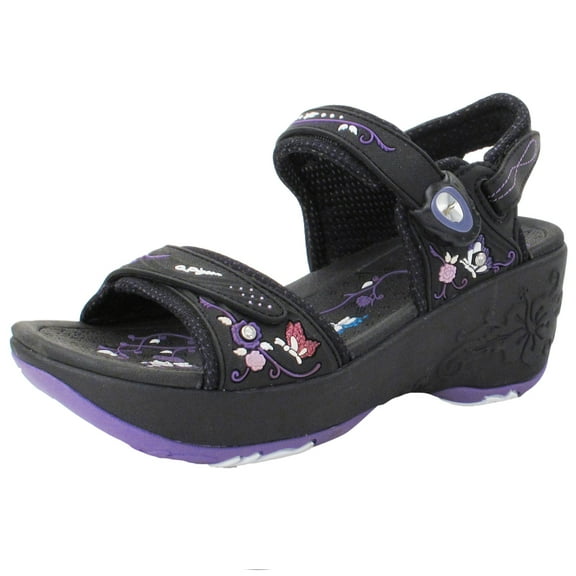 GP Wedge Platform Snap Lock Sandals for Women: 8698 Black Purple, EU38 (US Size 7 - 7.5)
