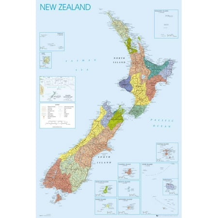 NEW ZEALAND MAP Poster - 24x36