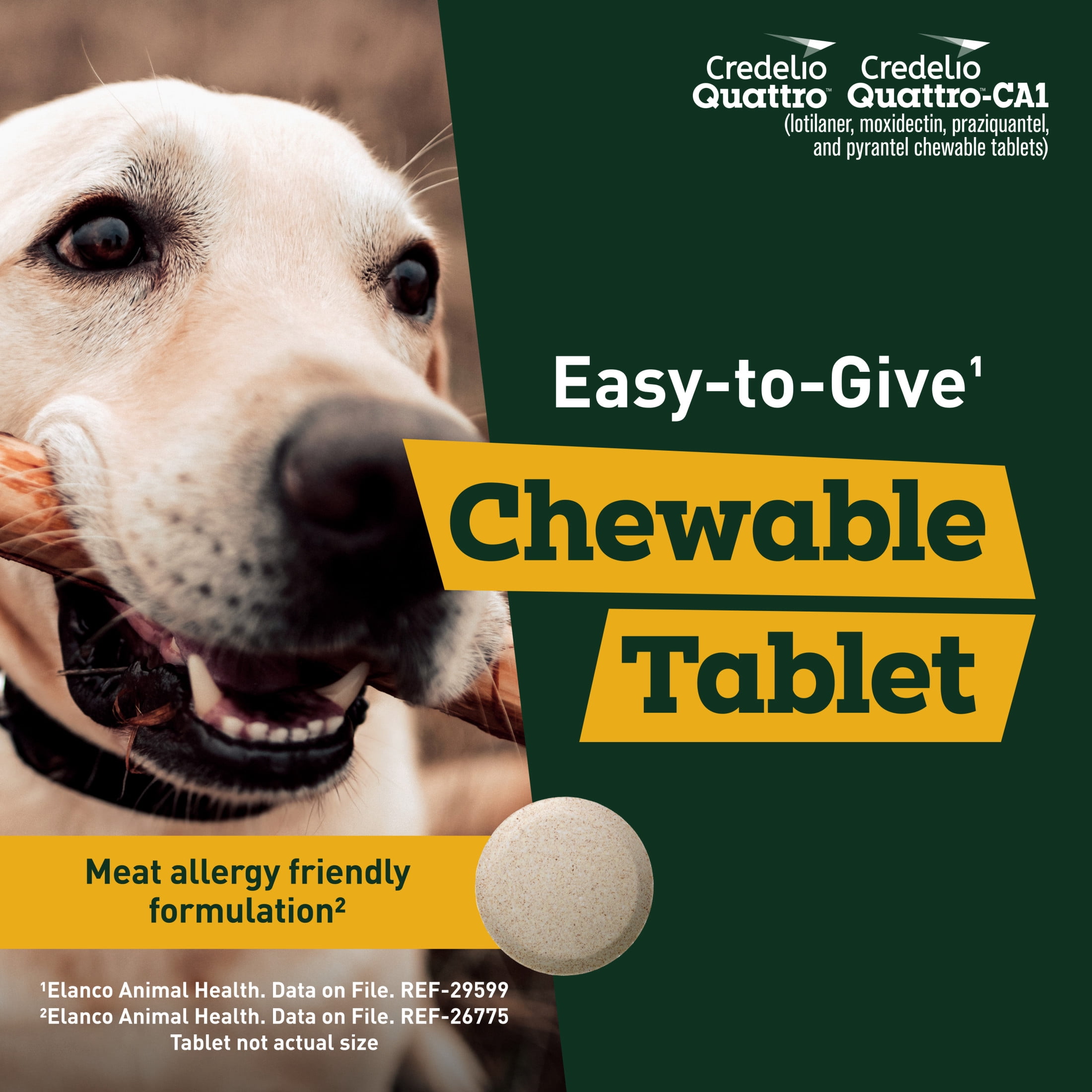 Credelio Quattro / Credelio Quattro-CA1 Dog Flea & Tick Treatment + Heartworm & Parasite Coverage, 50.1-100 lbs (6 Chewable Tablets)
