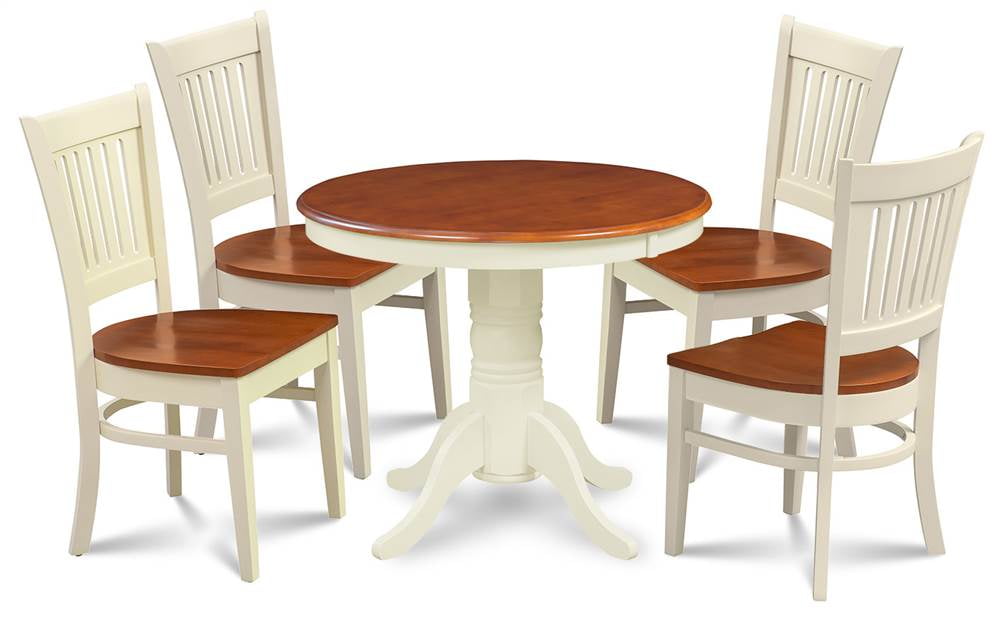 5 Pc Round Kitchen Table Set In Ermilk And Cherry Finish