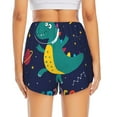 thumbnail image 4 of Goofa Dinosau Space Explorer Printed Women 2 in 1 Running Shorts,Quick Dry Athletic Workout Shorts,High Waisted Athletic Shorts with Liner Pockets-X-Large, 4 of 9