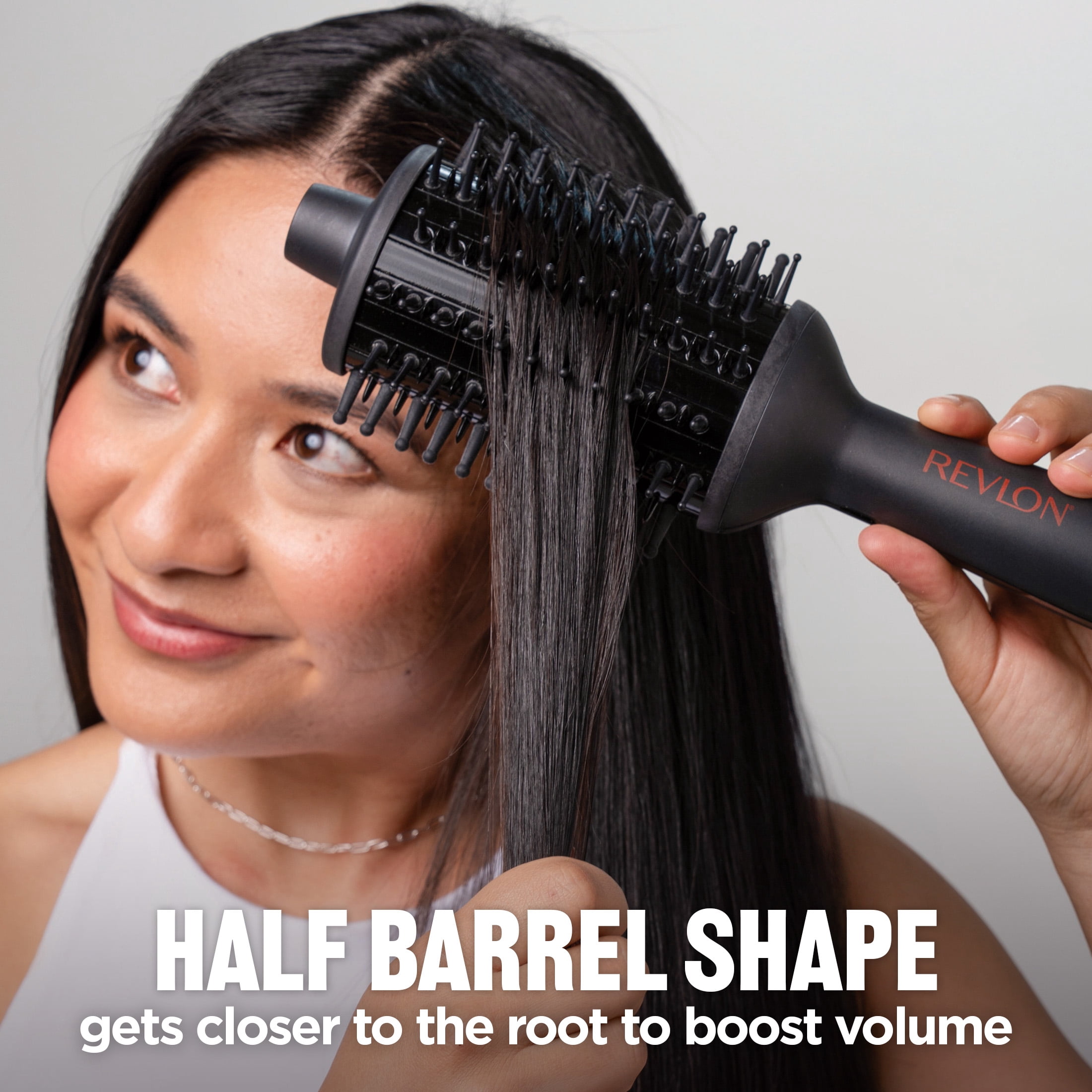 Revlon Revive & Shine Half Barrel Heated Brush to Refresh Hair on Non-Wash Days