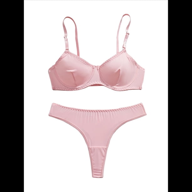 Conjunto de Ropa Interior Push Up con Aros y Estampado Floral Rosa M