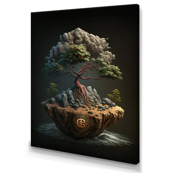 Designart Bonsai Tree On Rocks II Canvas Wall Art