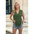 thumbnail image 3 of Knit Vest for Women Spring Summer V Neck Sleeveless Sweater Button Down Cardigan Casual Cute Tank Tops Green S, 3 of 6