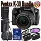 thumbnail image 1 of Cámara digital Pentax K30 con kit de lentes de 0.709-5.315 in (negro) + tarjeta de memoria SDHC Clase 10 de 32 GB + cartera para tarjeta de memoria + kit de filtro de 3 piezas, paquete de ahorro de accesorios. pentax Pentax K-30 B30, 1 of 8