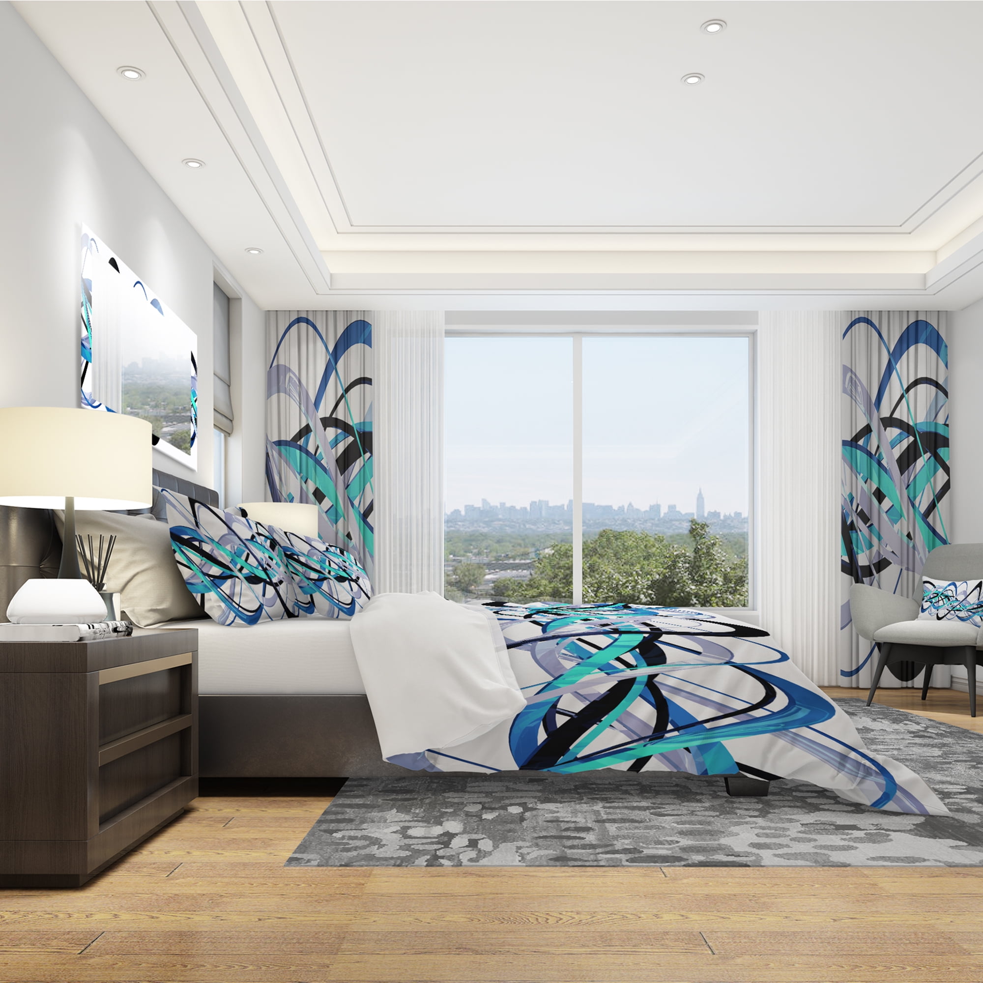 Designart 'Blue and Silver Helix' Modern & Contemporary Duvet Cover Set