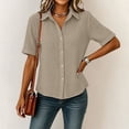 thumbnail image 5 of XuJwPNcy Button Down Shirts for Women Short Sleeve Thin Fashion Tops Loose Collar T Shirts Summer Casual Breathable Clothes, 5 of 6