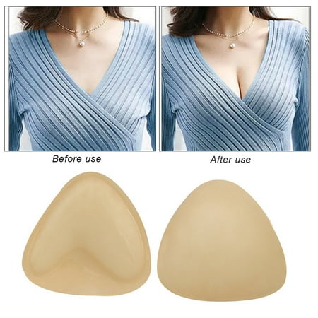 Xeyise 1 Pair Double-Sided Sticky Bra Inserts Invisible Lift Self-Adhesive Bra Pads Women Triangle Push Up Pads Reusable Washable Breast Pads
