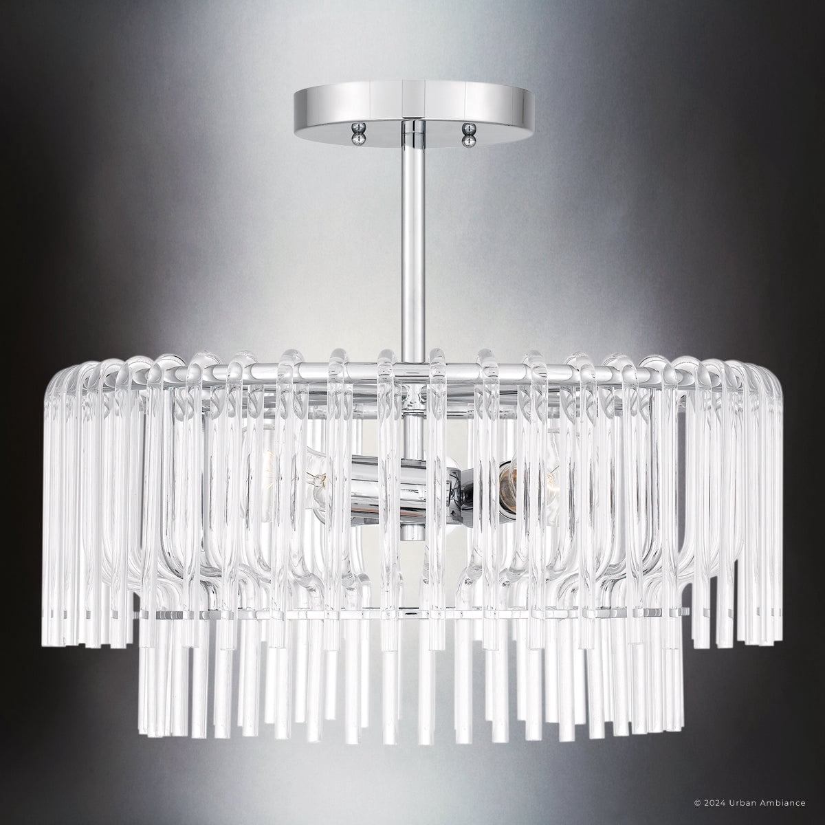 Luxury Contemporary Ceiling Light, Polished Chrome, UQL5921