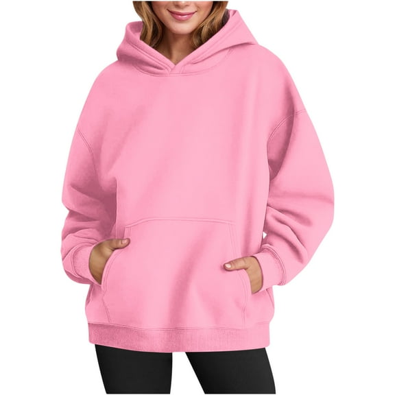 Ayfxijin Womens Oversized Hoodies Casual Long Sleeve Fleece Sweatshirts Pullover Sweaters Teen Girls Preppy Clothes