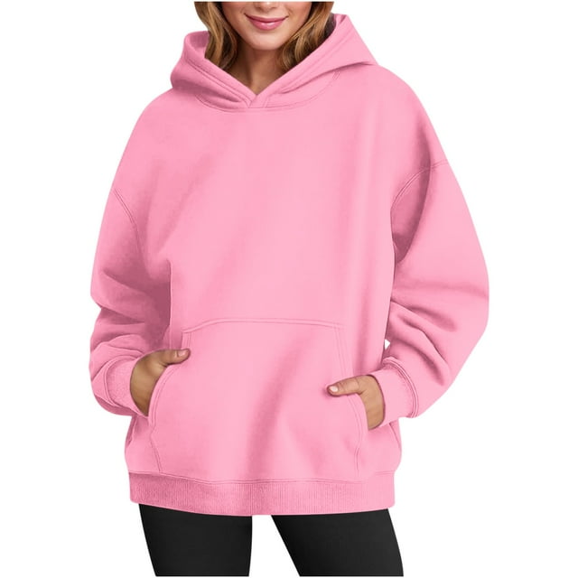 Simua Women's Oversized Hoodies Solid Color Sweatshirts Long Sleeve Hooded Pullover Fall Outfits