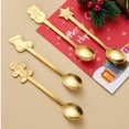 thumbnail image 5 of Christmas Spoon, 4 Piece Stainless Steel Christmas Stirring Coffee Spoon - Gingerbread Snowmen Socks Star with Present Box for Soup Dessert Tea Kitchenware Supply(Gold), 5 of 9