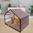 thumbnail image 2 of Stripes Pet House, Vertical Barcode Style Lines Arrangement Abstract Design Geometric Shapes, Outdoor & Indoor Portable Dog Kennel with Pillow and Cover, 5 Sizes, Ruby Navy Blue Grey, by Ambesonne, 2 of 4