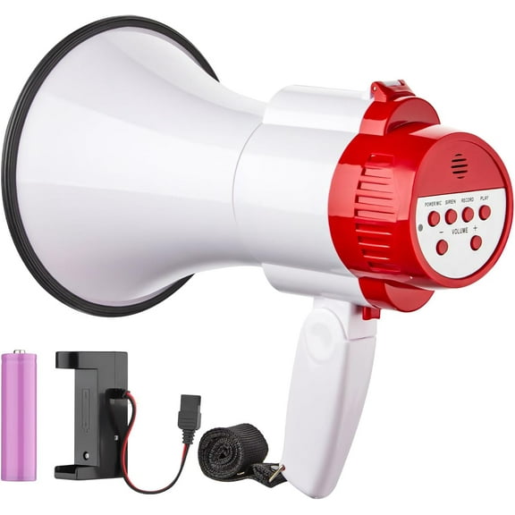Portable Megaphone Spearker/Bullhorn-with Built-in Siren/Alarm-Music-30 Watt Power & 800 Yard Range-Sliding Volume Adjustment-Powerful and Lightweight-ER46S