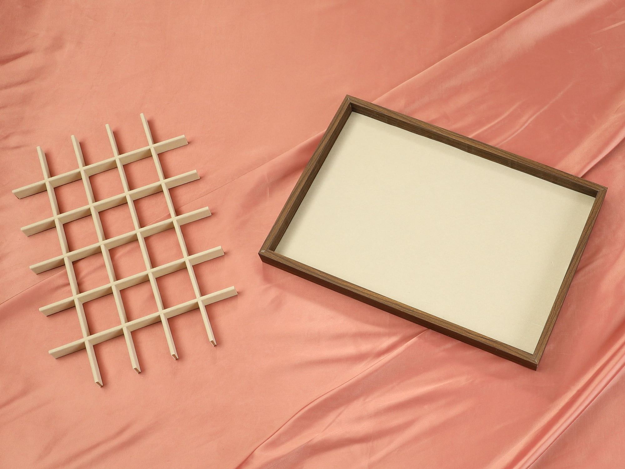 Unique Bargains Velvet Jewelry Organizer Trays with Removable Dividers for Drawers Brown-30 Grid Tray