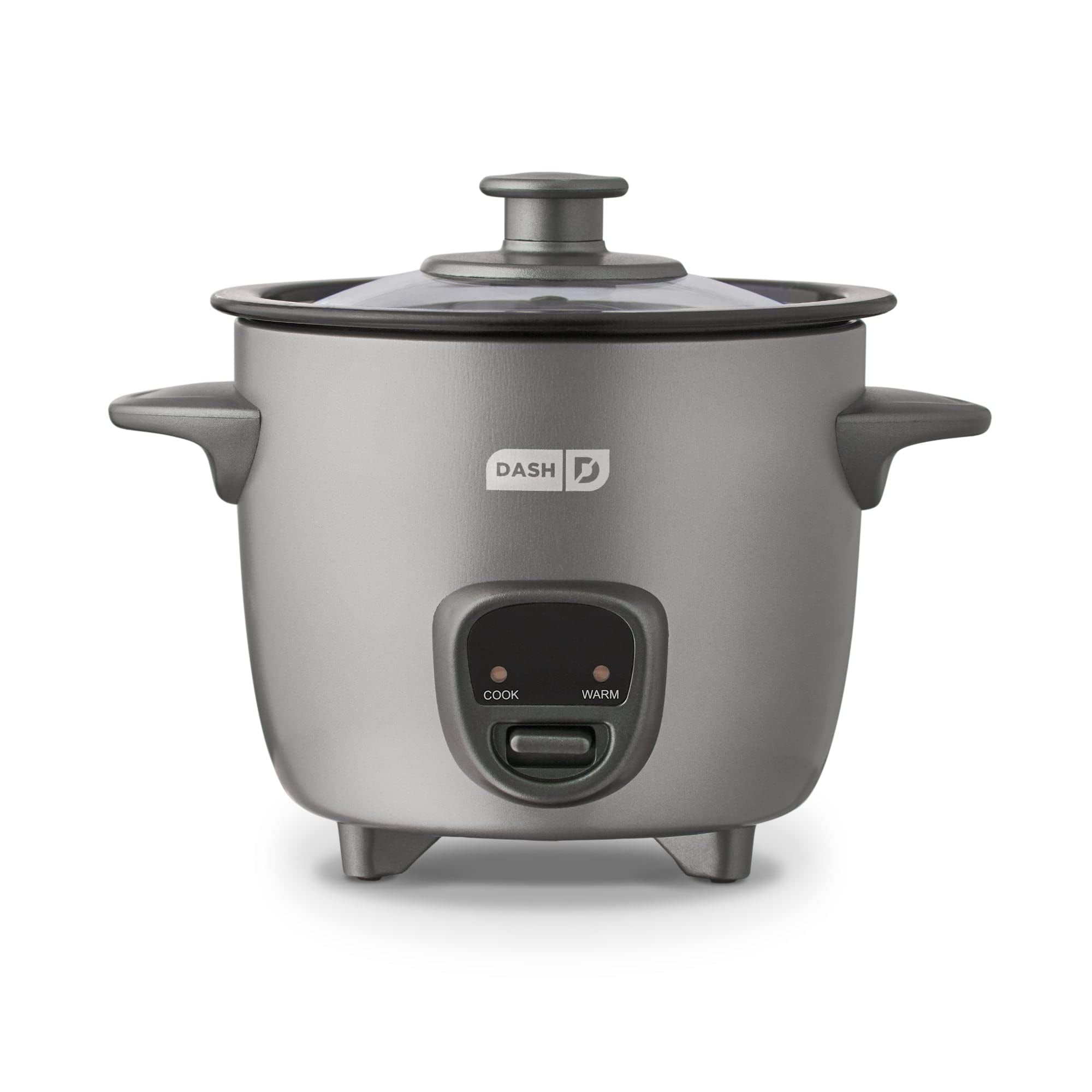 Dash Keep Warm Technology Electric Mini Rice Cooker with 2-Cup Capacity, Silver