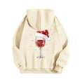 thumbnail image 5 of Kaprioy Oversized Sweatshirt For Women Christmas hat Graphic Christmas Winter Sweatshirt Fall Fashion Long Sleeve Clothing Beige, XXXL, 5 of 8