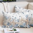 thumbnail image 2 of Blue Beige Coastal Throw Pillow Covers, Beach Starfish Summer Eucalyptus Soft Breathable Pillow Cases with Invisible Zipper for Sleeping, Toddler Pillowcases for Couch Bed Sofa Chair 12x20 Inches, 2 of 9